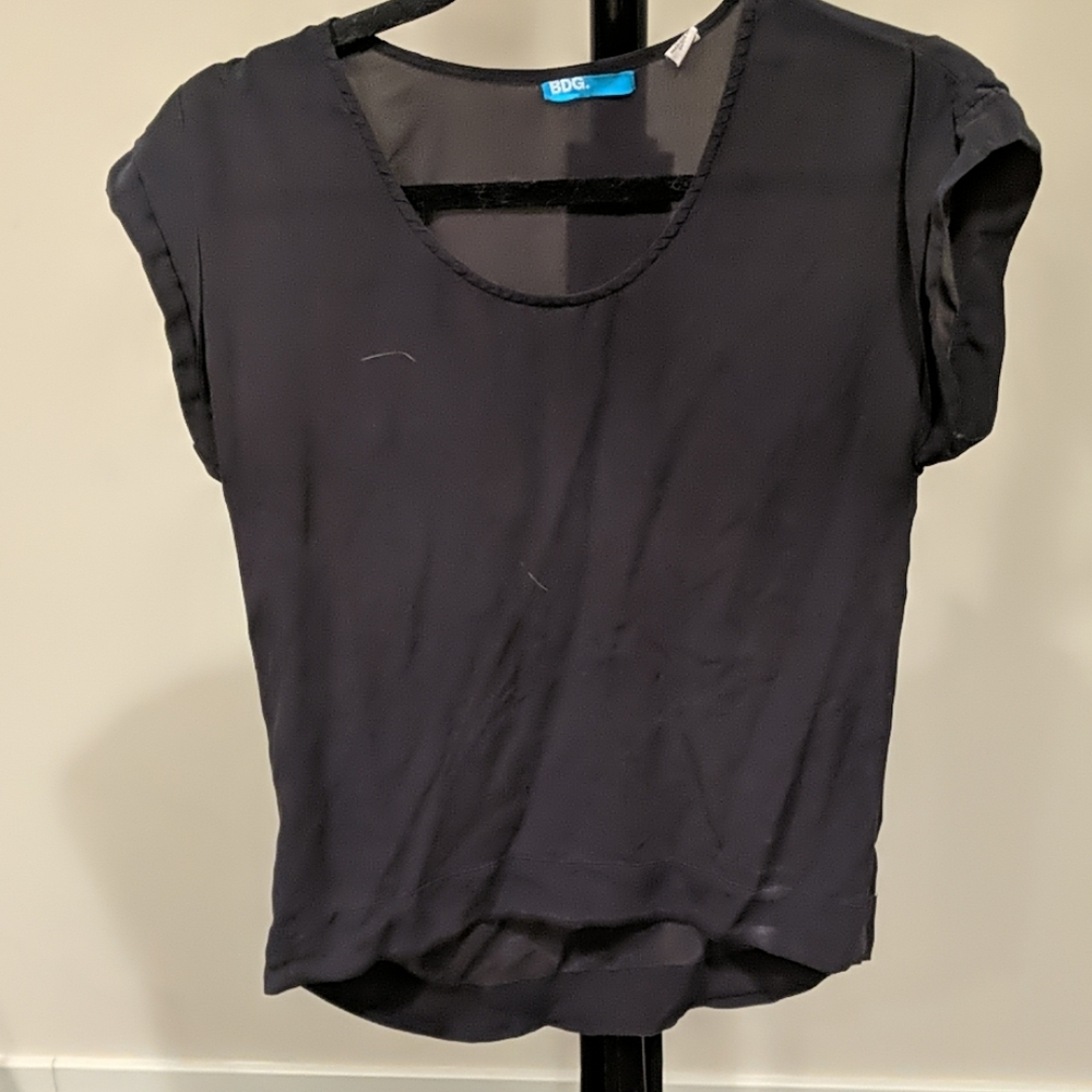 BDG UO xs black silk t shirt